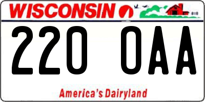 WI license plate 220OAA