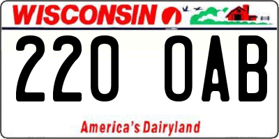 WI license plate 220OAB