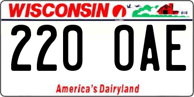 WI license plate 220OAE