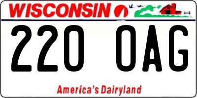 WI license plate 220OAG