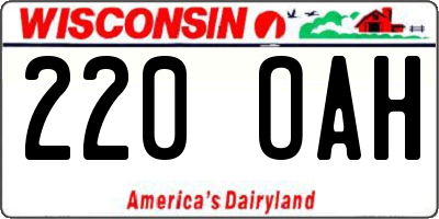 WI license plate 220OAH