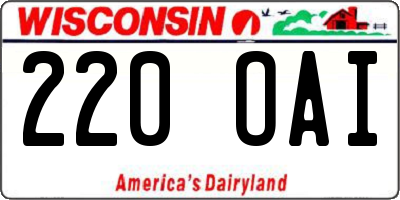 WI license plate 220OAI