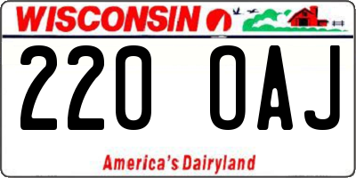 WI license plate 220OAJ