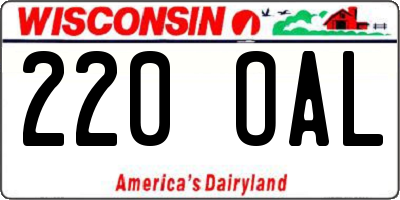 WI license plate 220OAL