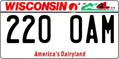 WI license plate 220OAM