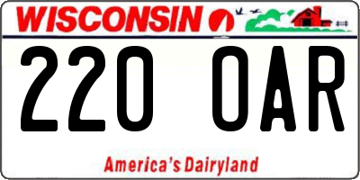 WI license plate 220OAR