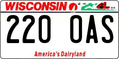 WI license plate 220OAS