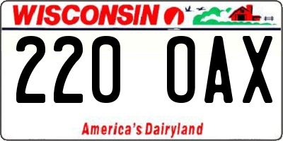 WI license plate 220OAX