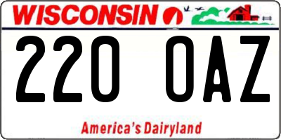 WI license plate 220OAZ