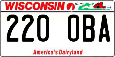 WI license plate 220OBA