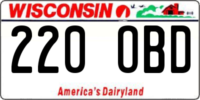 WI license plate 220OBD