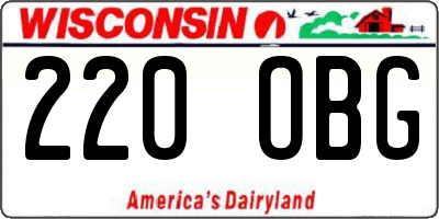 WI license plate 220OBG