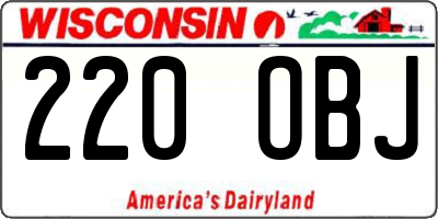 WI license plate 220OBJ