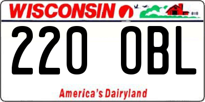 WI license plate 220OBL