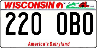 WI license plate 220OBO