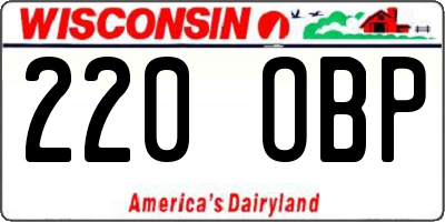 WI license plate 220OBP