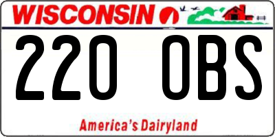 WI license plate 220OBS
