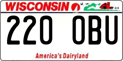 WI license plate 220OBU