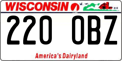 WI license plate 220OBZ