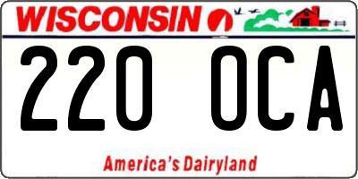 WI license plate 220OCA