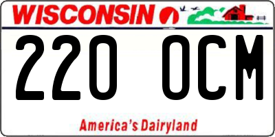 WI license plate 220OCM