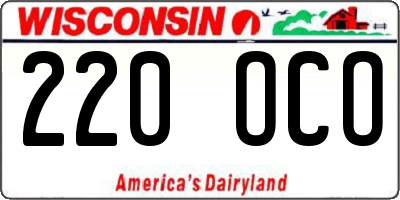 WI license plate 220OCO