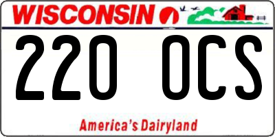 WI license plate 220OCS