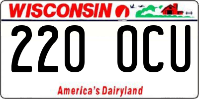 WI license plate 220OCU