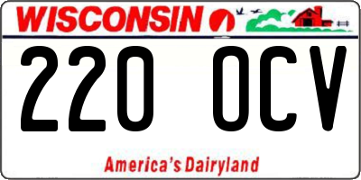 WI license plate 220OCV