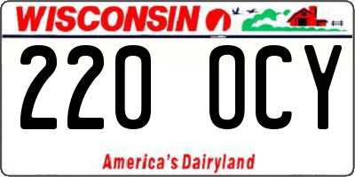 WI license plate 220OCY