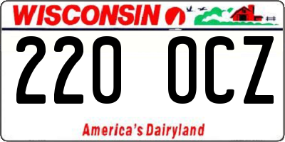 WI license plate 220OCZ