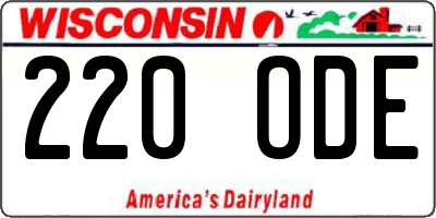 WI license plate 220ODE