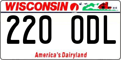 WI license plate 220ODL