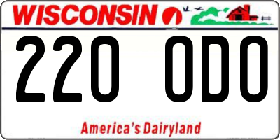 WI license plate 220ODO
