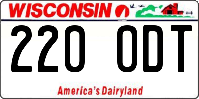 WI license plate 220ODT