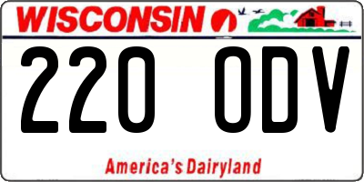 WI license plate 220ODV