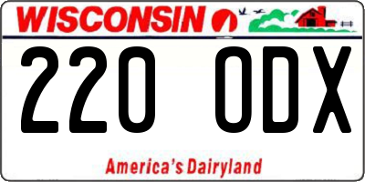 WI license plate 220ODX