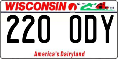 WI license plate 220ODY