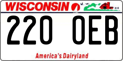 WI license plate 220OEB