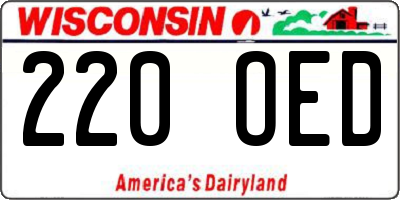 WI license plate 220OED