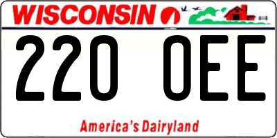 WI license plate 220OEE