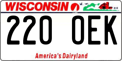 WI license plate 220OEK