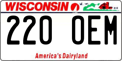WI license plate 220OEM