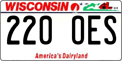 WI license plate 220OES