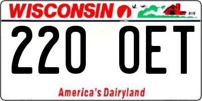 WI license plate 220OET