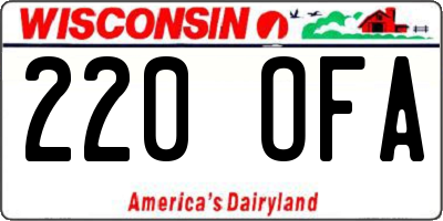 WI license plate 220OFA