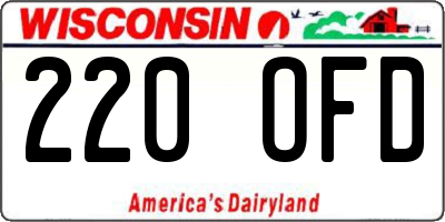 WI license plate 220OFD