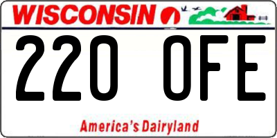 WI license plate 220OFE