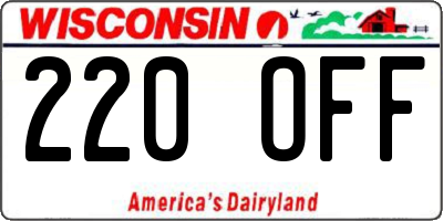 WI license plate 220OFF