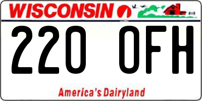 WI license plate 220OFH